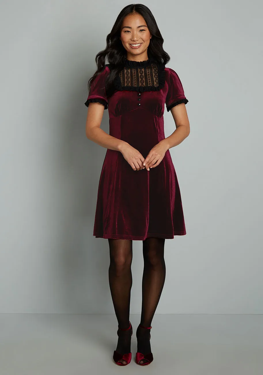 Victorian Vibes Velvet Mini Dress sold by Modcloth product image thumbnail 3
