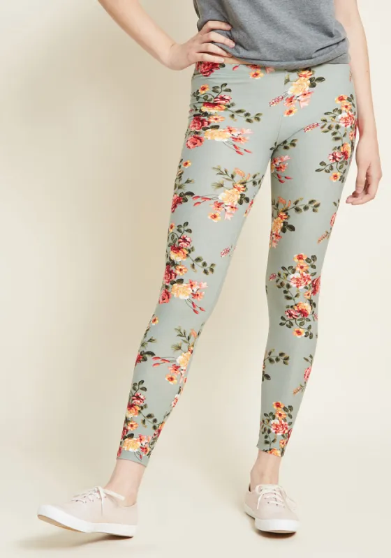All Kinds of Cozy Leggings in Sage Floral sold by Modcloth