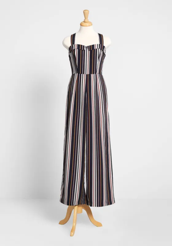 Stripe Hype Wide-Leg Jumpsuit sold by Modcloth