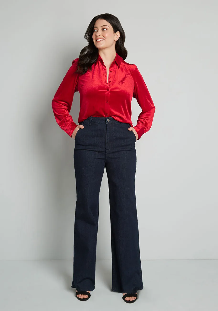 Be Buzzworthy Velvet Button-Up Top sold by Modcloth product image thumbnail 3