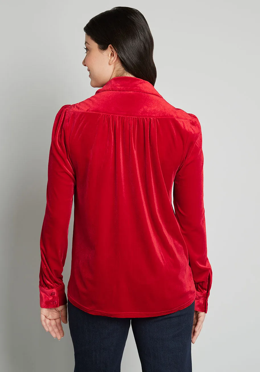 Be Buzzworthy Velvet Button-Up Top sold by Modcloth product image thumbnail 2