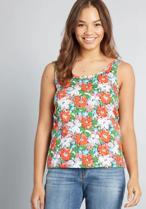 Floral Formula Cotton Tank Top sold by Modcloth