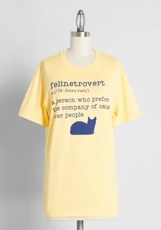 I'm a Feline-Trovert Graphic Tee sold by Modcloth