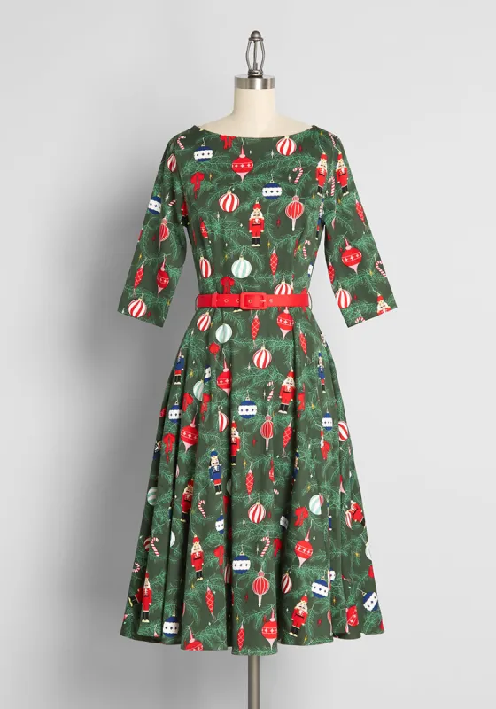 Ornamental Christmas Tree Swing Dress sold by Modcloth