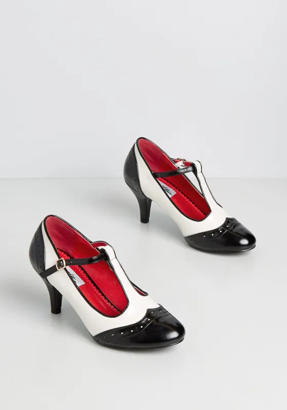 Lulu Hun x Collectif Seeking Contrast T-Strap Heel sold by Modcloth