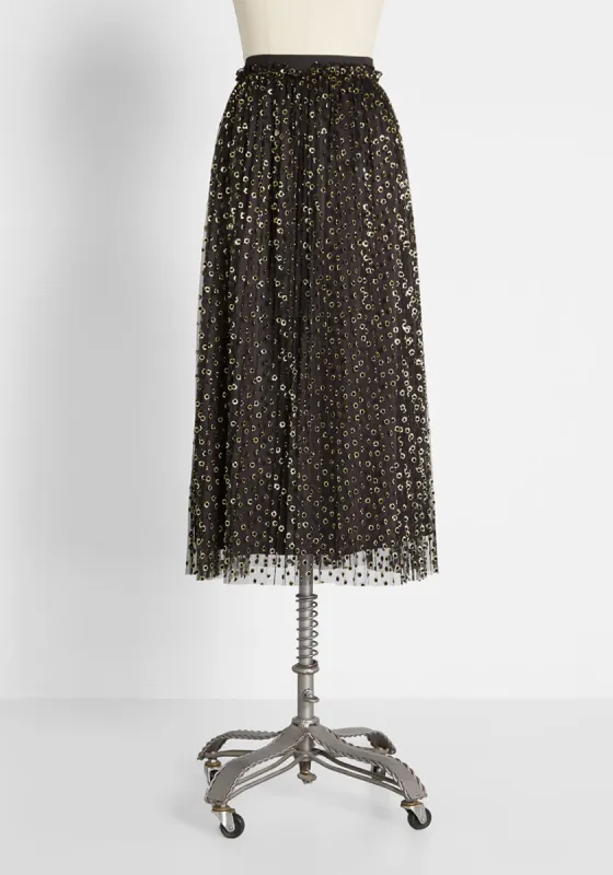 Speckled In Gold Midi Skirt sold by Modcloth