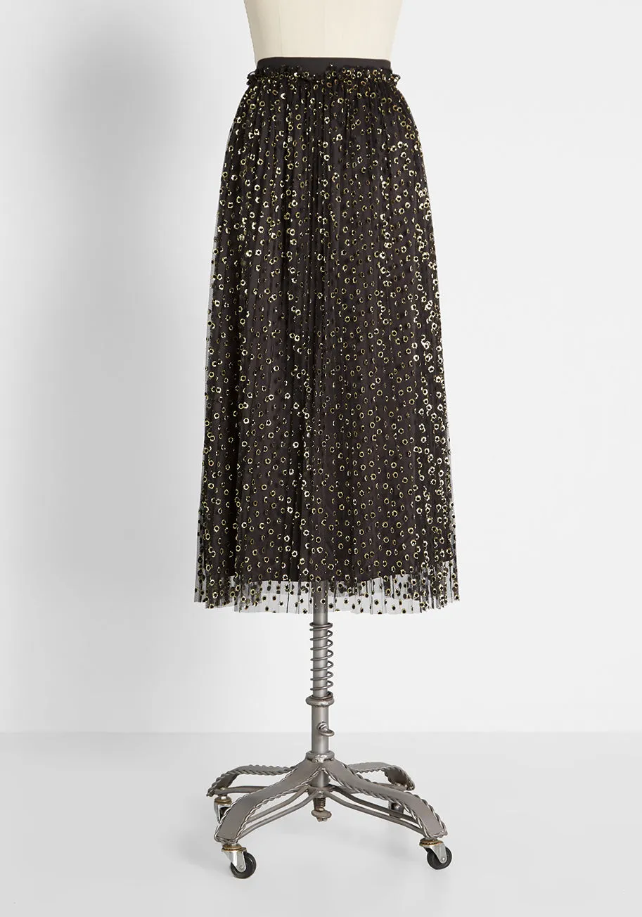 Speckled In Gold Midi Skirt sold by Modcloth