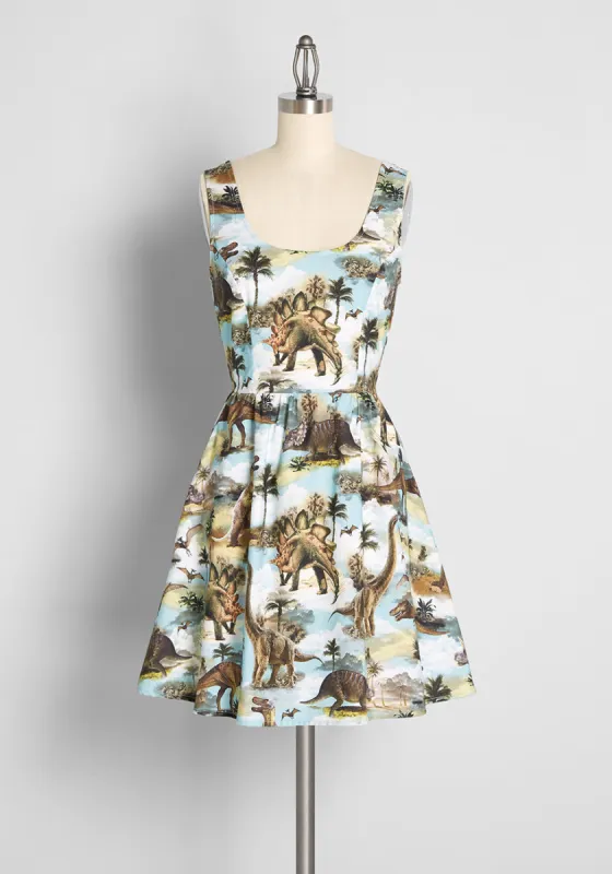 Prehistoric Presentation Fit and Flare Dress sold by Modcloth