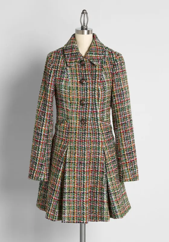 'Flare' For Colors Tweed Coat sold by Modcloth