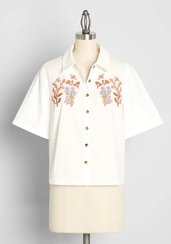 Beauty And The Bees Embroidered Blouse sold by Modcloth