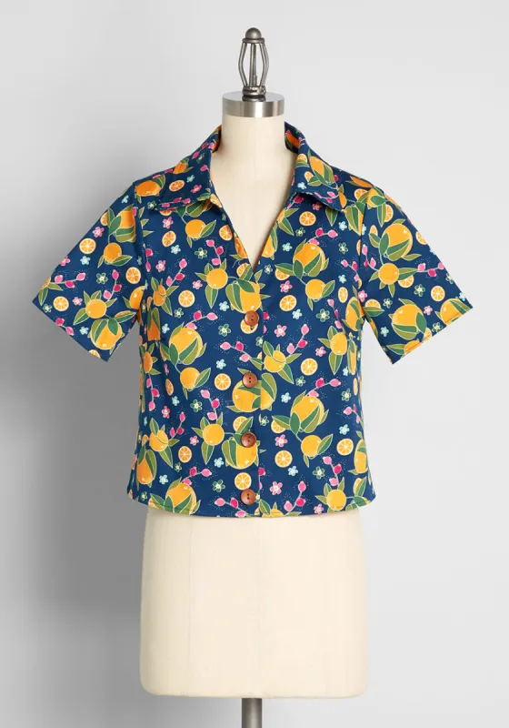 Orange Blossom Breezes Button-Up Top sold by Modcloth