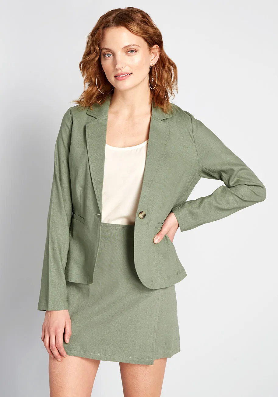 Timeless Tailoring Linen-Blend Blazer sold by Modcloth
