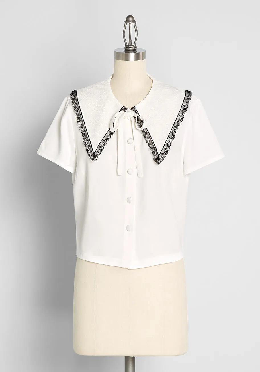 Just Tie Me Button-Up Blouse sold by Modcloth