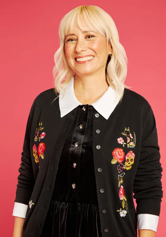 Sugar Skull Garden Embroidered Cardigan sold by Modcloth