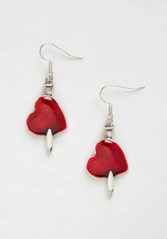 My Bleeding Heart Dangle Earrings sold by Modcloth