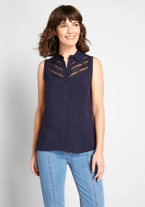 Winsome in the Willows Sleeveless Top sold by Modcloth