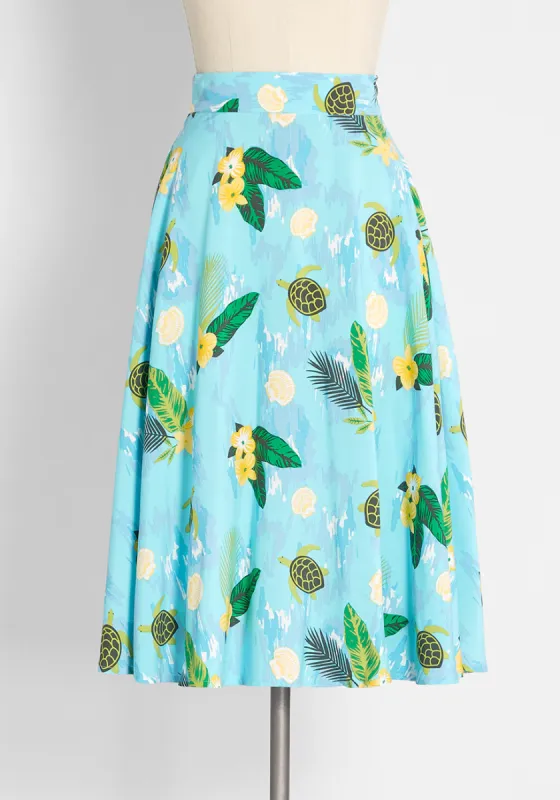 ModCloth x Collectif Sea Turtles, Ahoy! Swing Skirt sold by Modcloth
