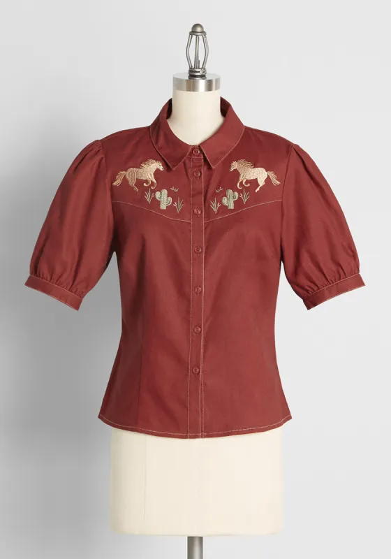 On The Range Embroidered Blouse sold by Modcloth