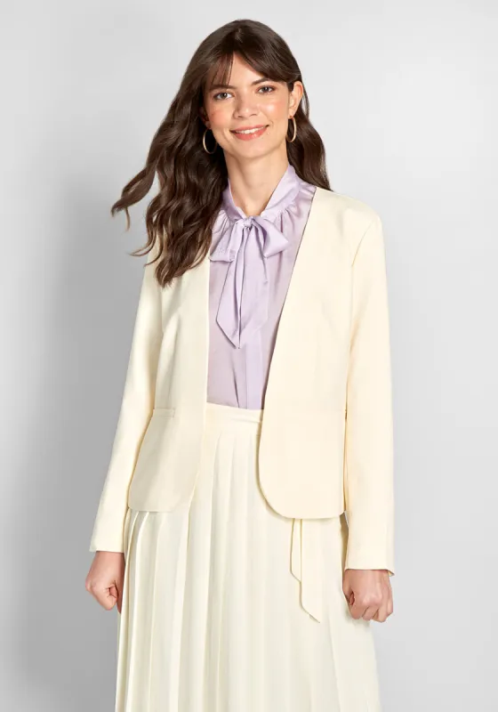 Timeless Tailoring Collarless Blazer sold by Modcloth