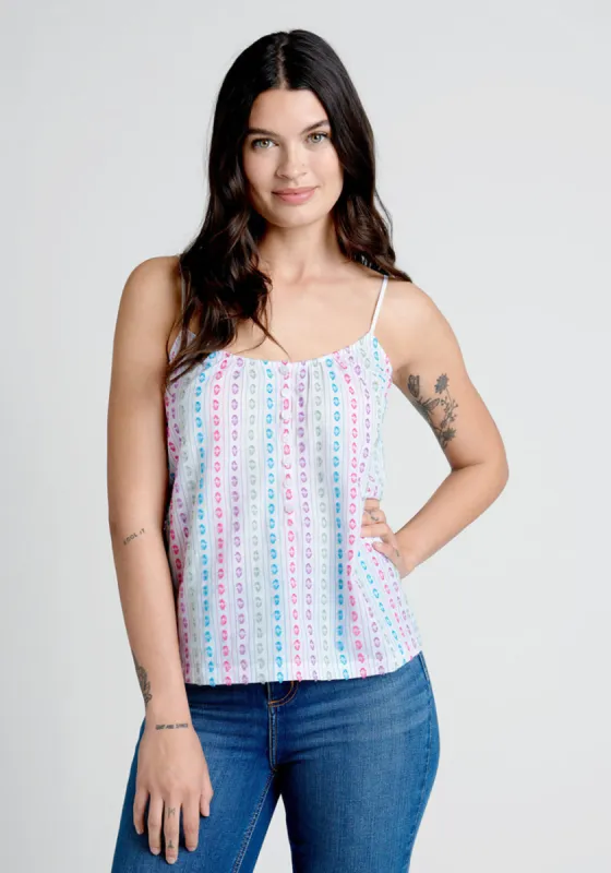Can't Stop Giggling Embroidered Tie-Back Camisole sold by Modcloth