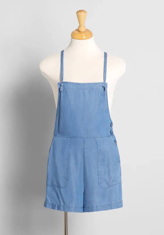 Utility Shortall Chambray Blue sold by Modcloth