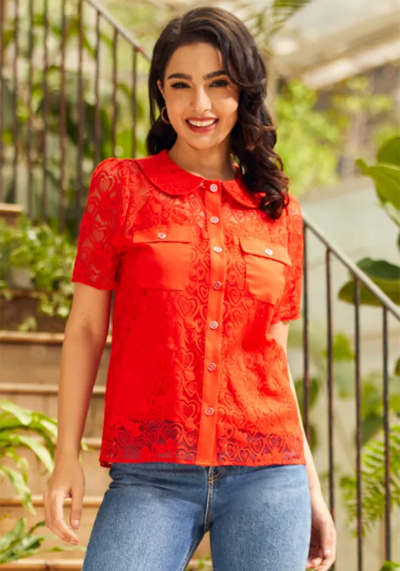 Heart Throb Button-Up Top (Final Sale) sold by Modcloth
