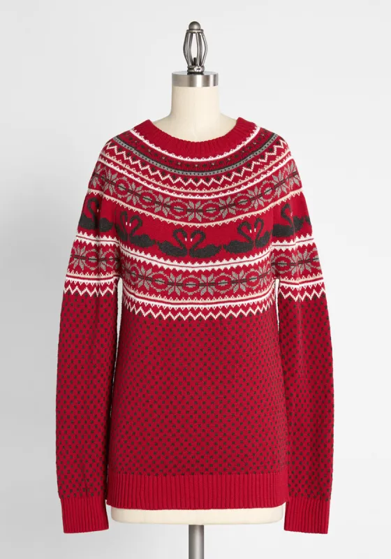 Swan Lake Fair Isle Pullover Sweater sold by Modcloth