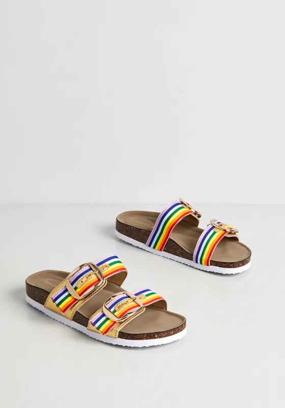 Golden Rainbow Delight Slide Sandal sold by Modcloth