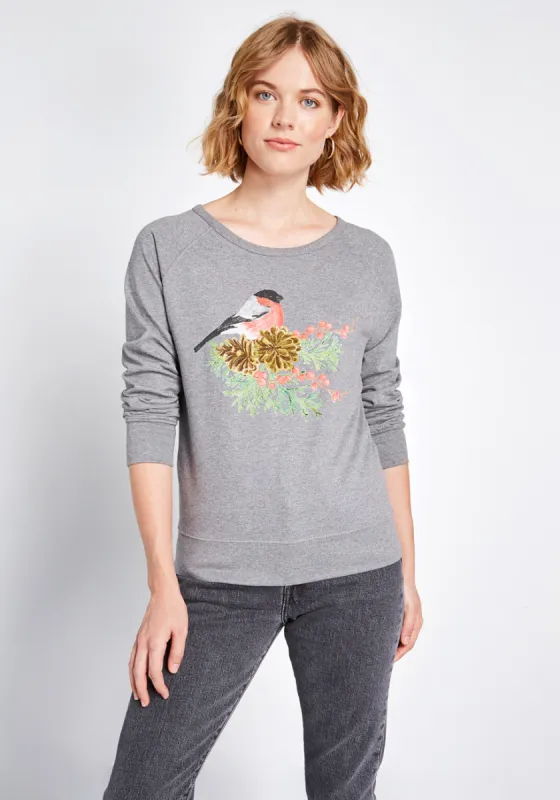 Holiday Bird Watching Graphic Sweatshirt sold by Modcloth