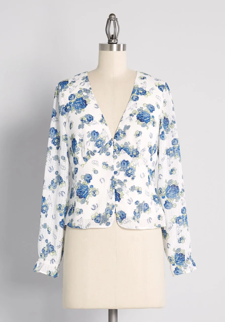Rodeo Rose Button-Up Top sold by Modcloth