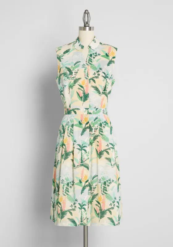 Tropical Sunrise Sleeveless A-Line Dress sold by Modcloth