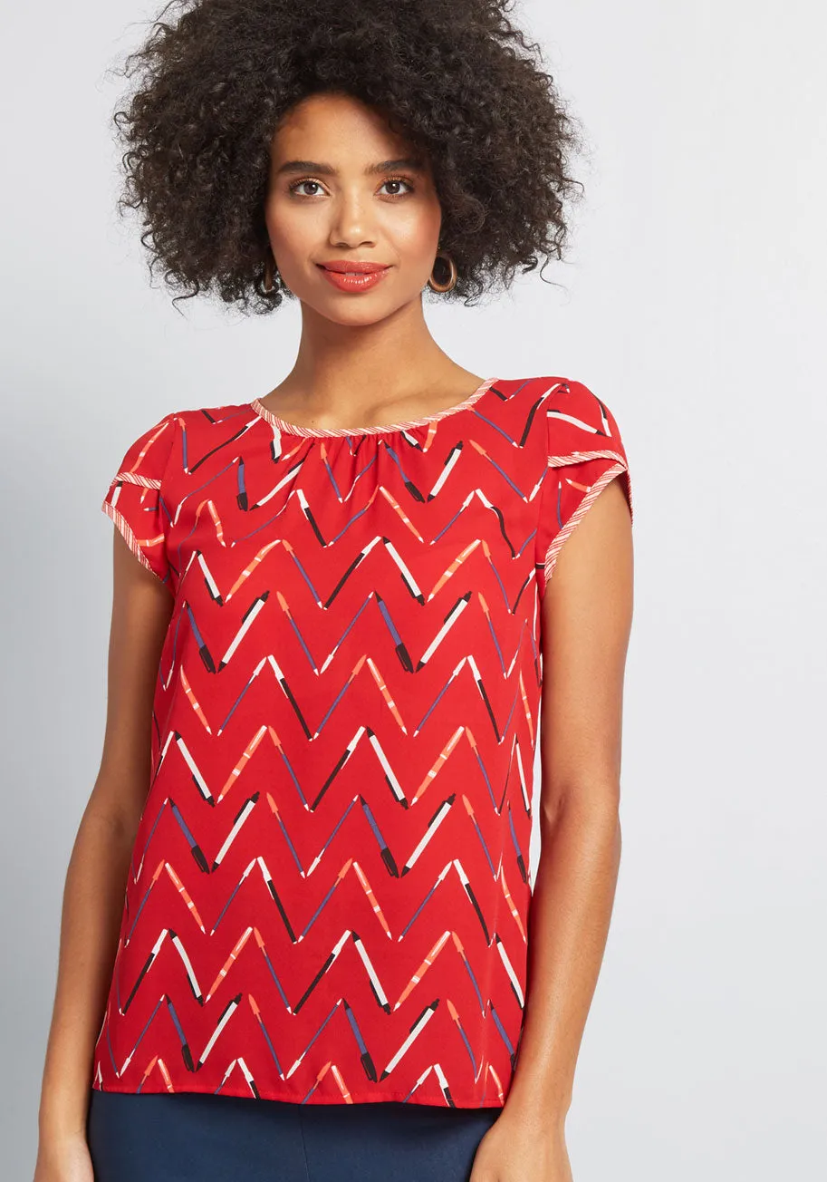 Cute and Collected Chiffon Top sold by Modcloth