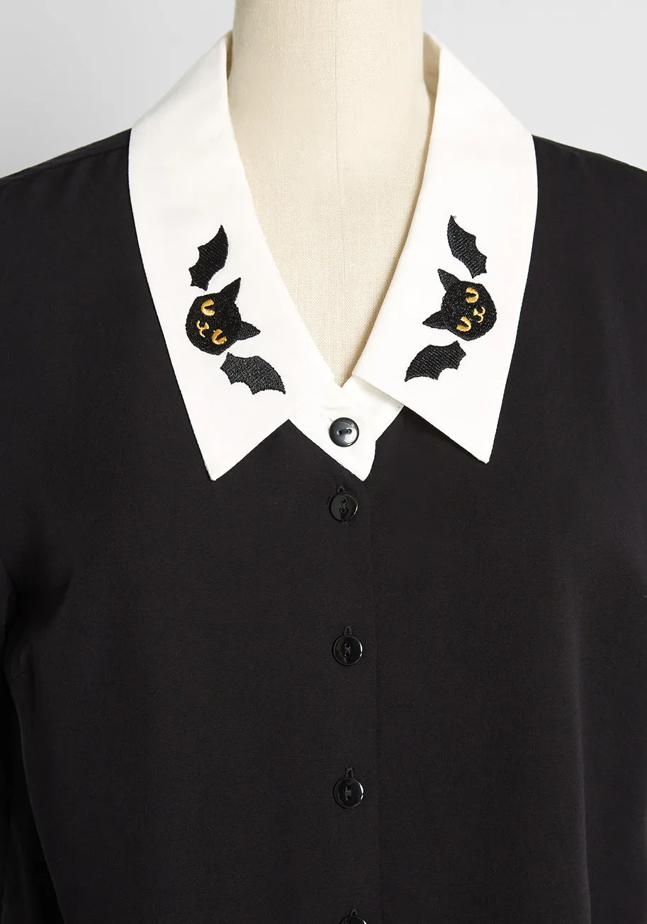 ModCloth x Dangerfield Feline Fusion Button-Up Top sold by Modcloth product image thumbnail 3