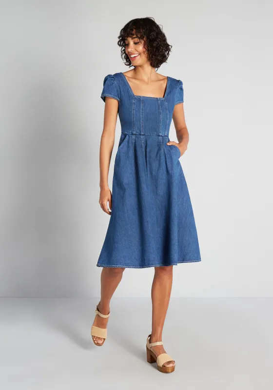 Days in the Countryside Denim Midi Dress sold by Modcloth
