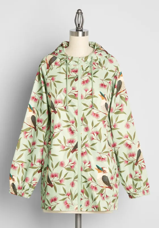 Chirping In The Rain Rain Jacket sold by Modcloth