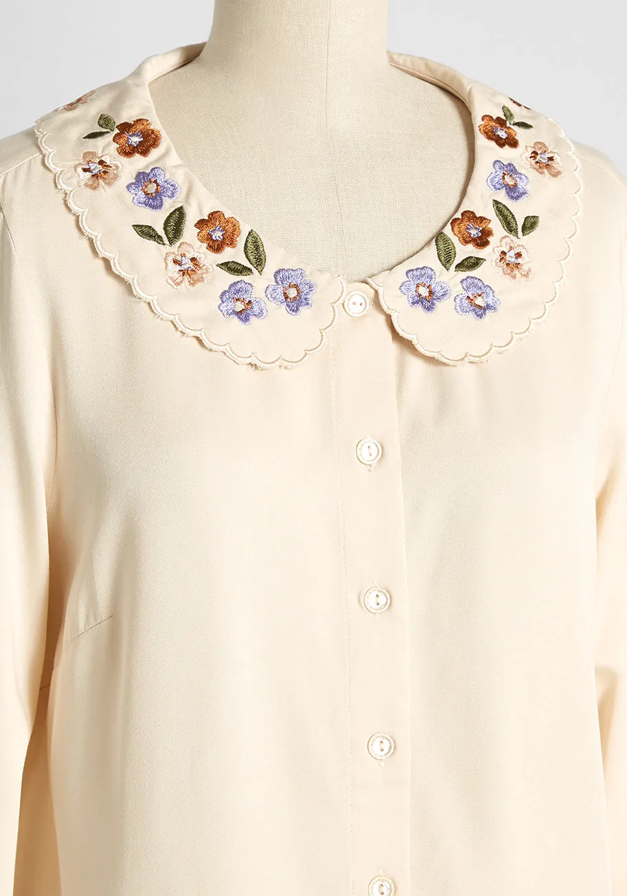 For Once and 'Floral' Embroidered Blouse sold by Modcloth product image thumbnail 3