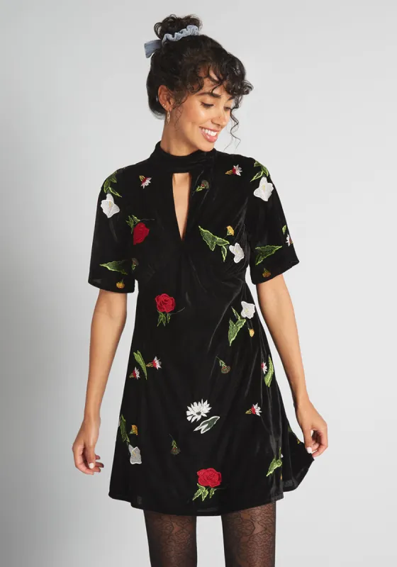 Shower of Flowers Velvet Mini Dress sold by Modcloth