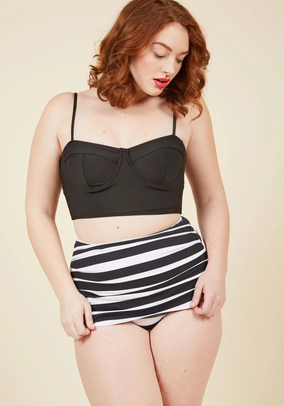Bathing Beauty High-Waisted Bikini Bottom in Black Stripes sold by Modcloth product image thumbnail 5