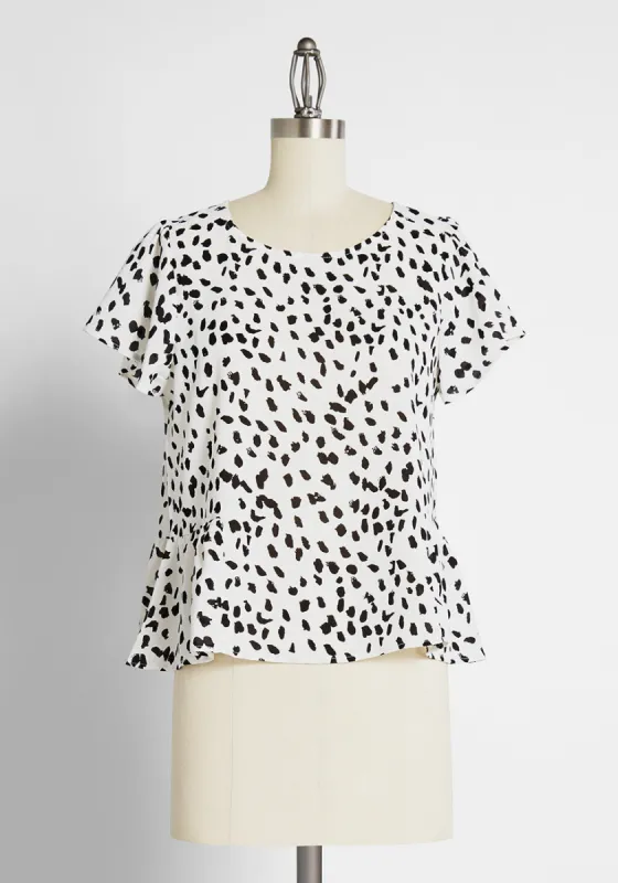 Anything But Spotless Peplum Top sold by Modcloth