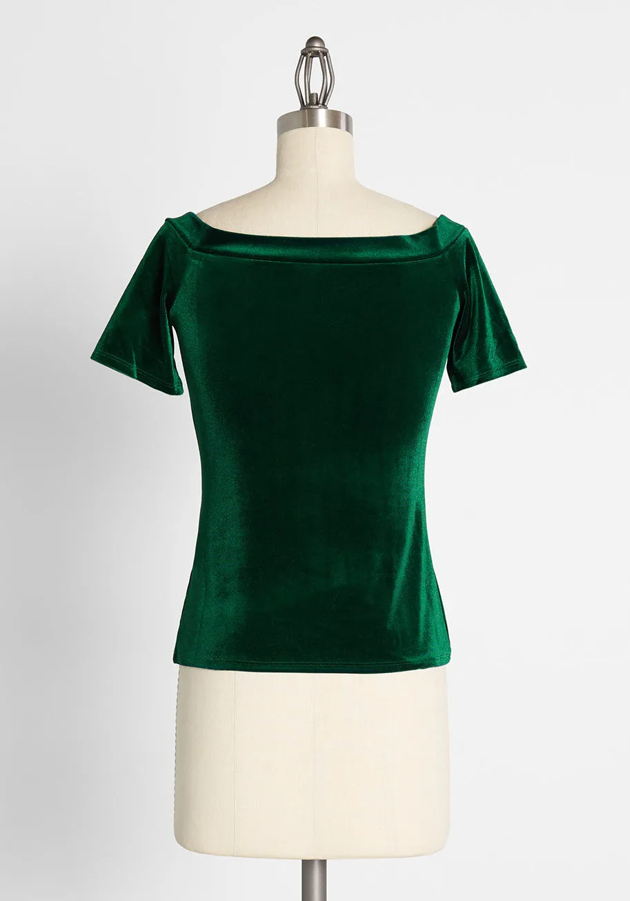 Evergreen Enticement Off-Shoulder Top sold by Modcloth product image thumbnail 2