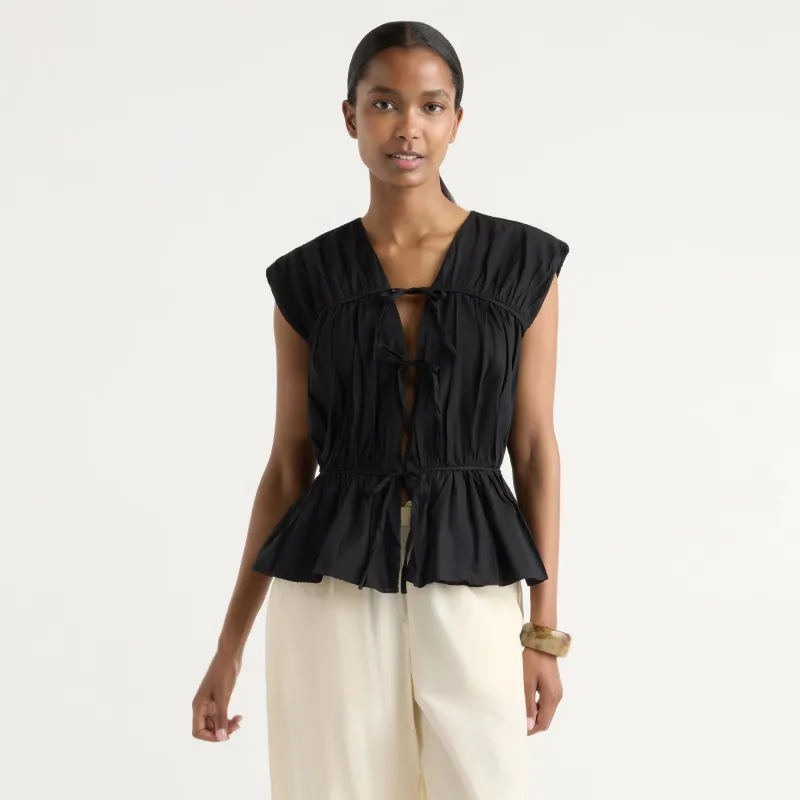 Norah Tie-Front Organic Cotton Blouse made by Modern Citizen