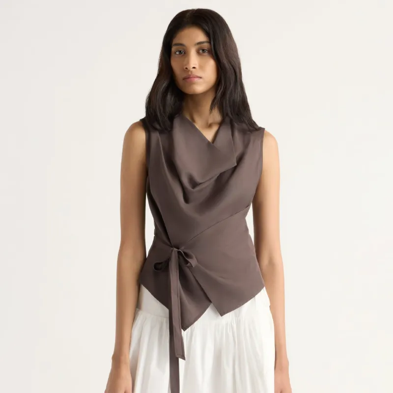 Dion Tencel Cowl-Neck Wrap Blouse made by Modern Citizen