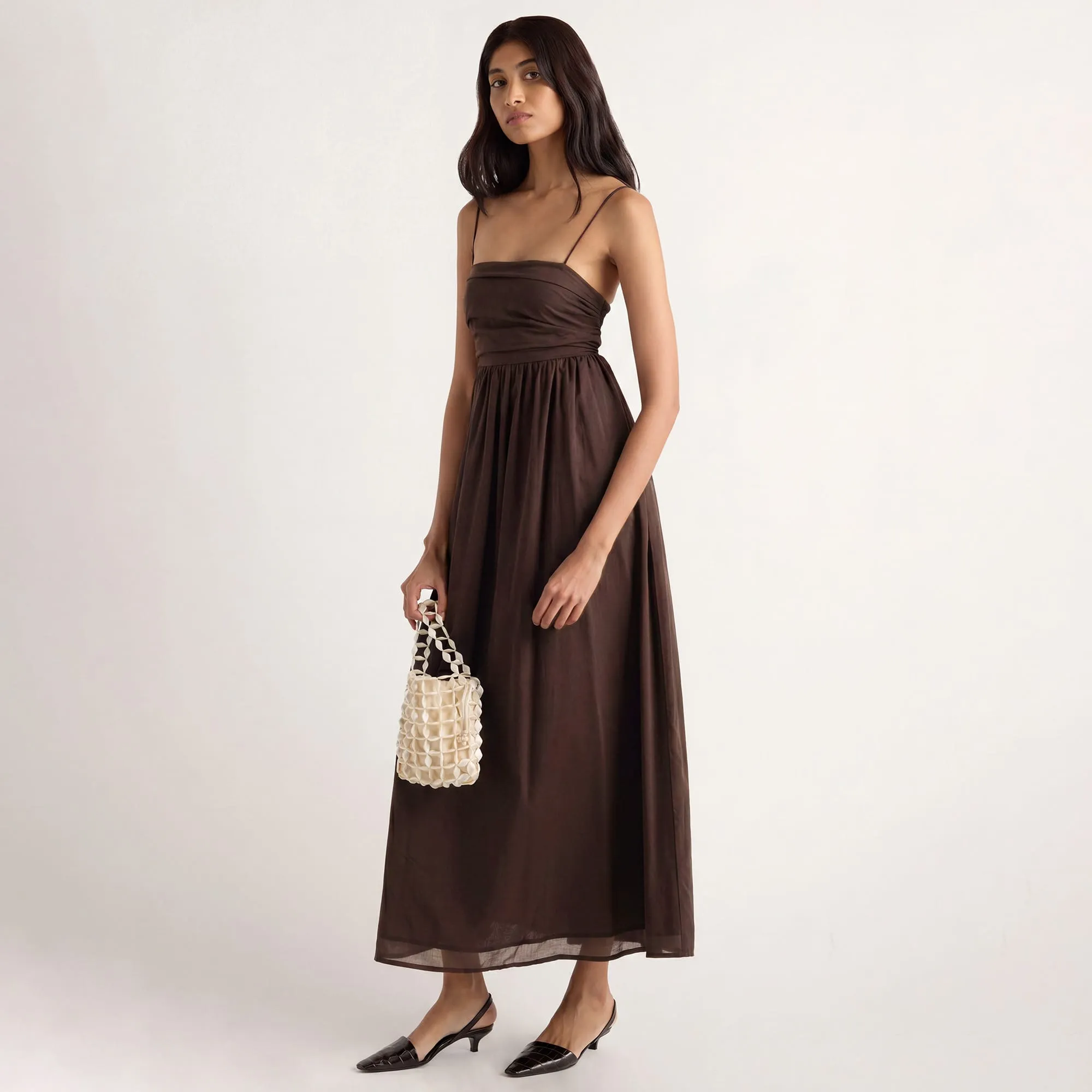 Aurora Ruched Organic Cotton Maxi Dress sold by Modern Citizen