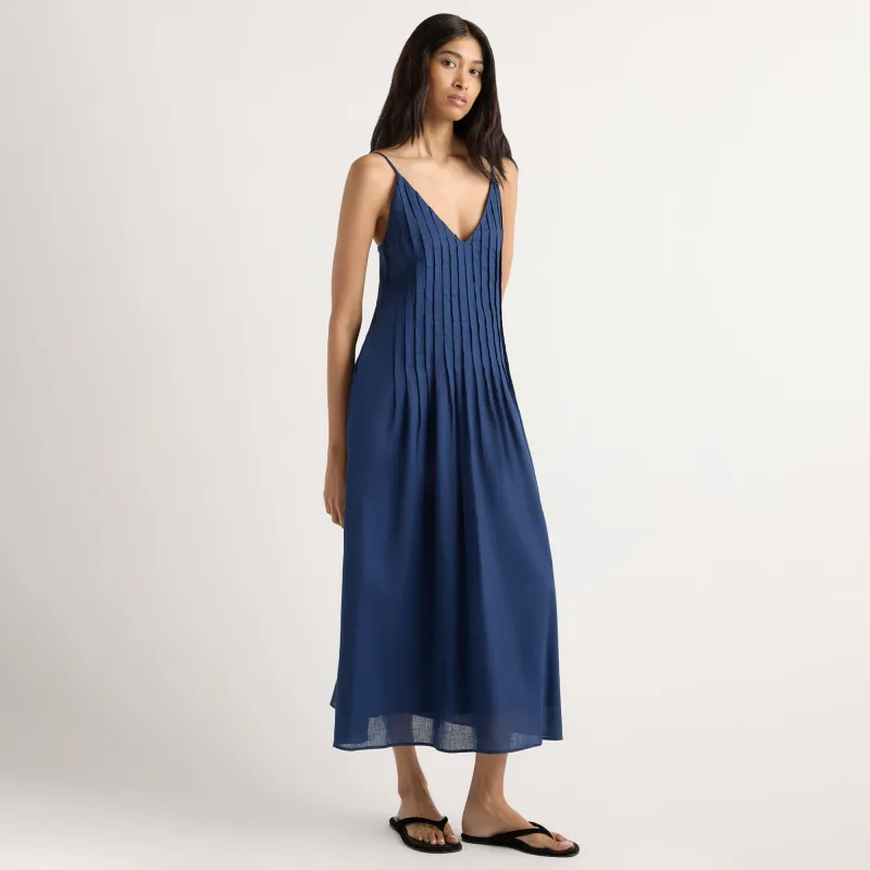 Naomi Pleated Linen-Cotton Dress made by Modern Citizen