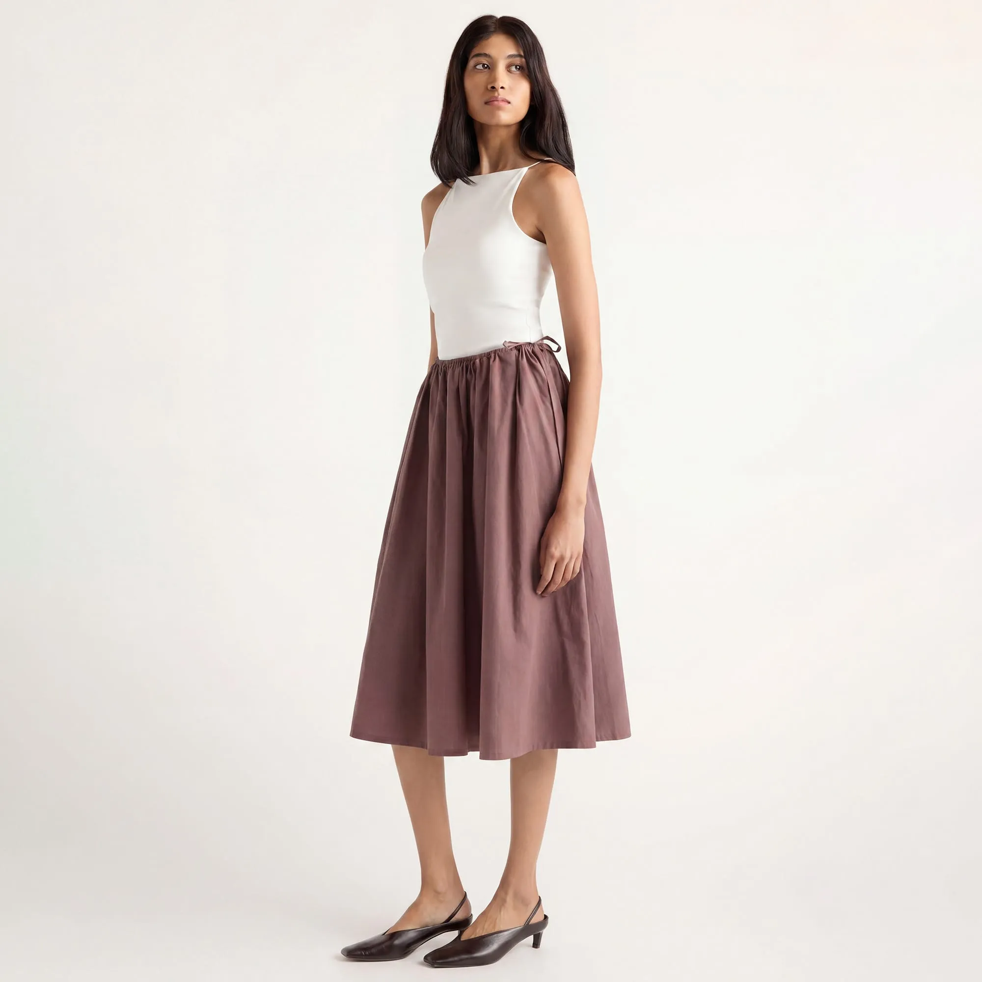 Naveli Side-Tie Poplin Skirt sold by Modern Citizen