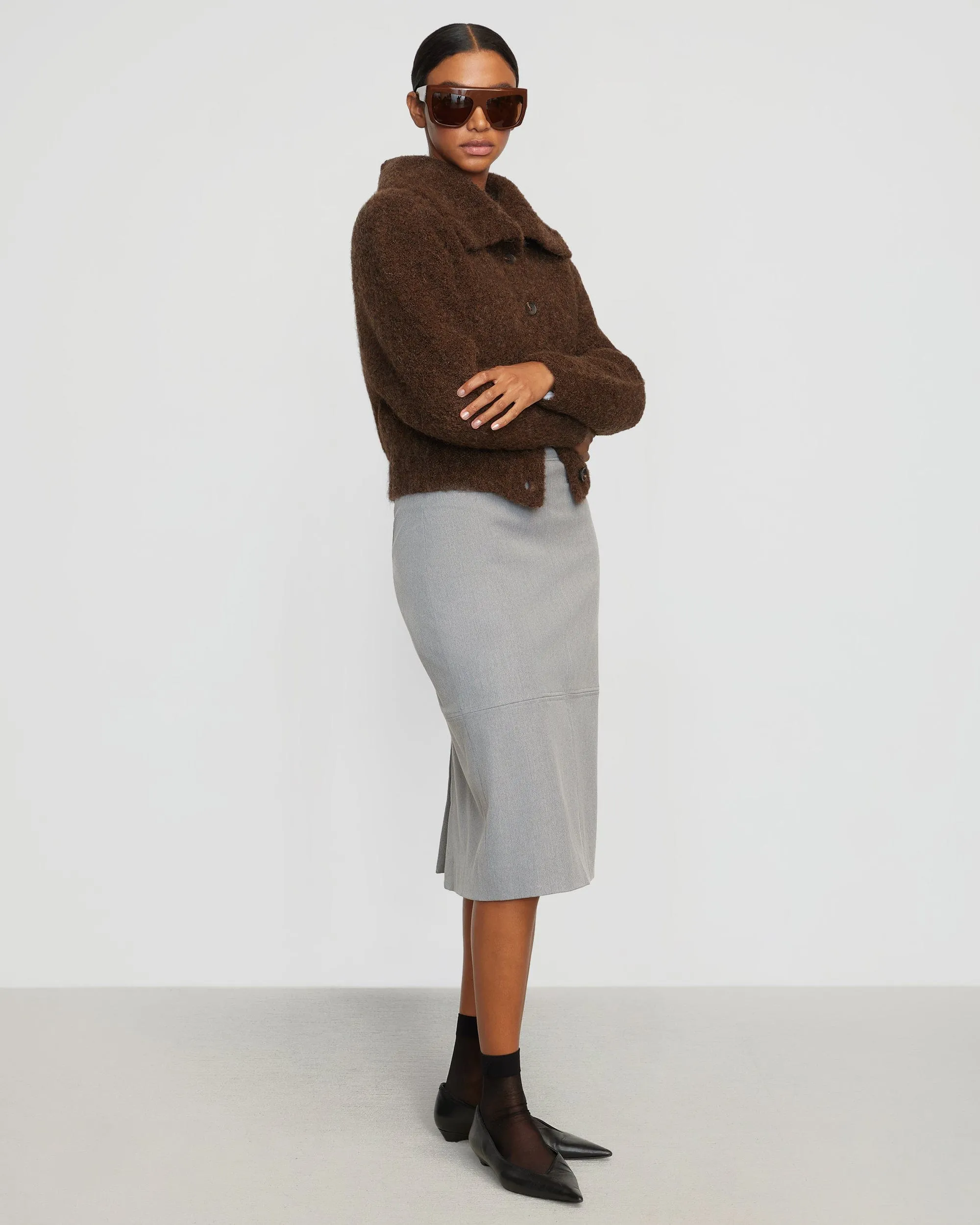 Yulia Back-Slit Suiting Skirt sold by Modern Citizen product image thumbnail 5