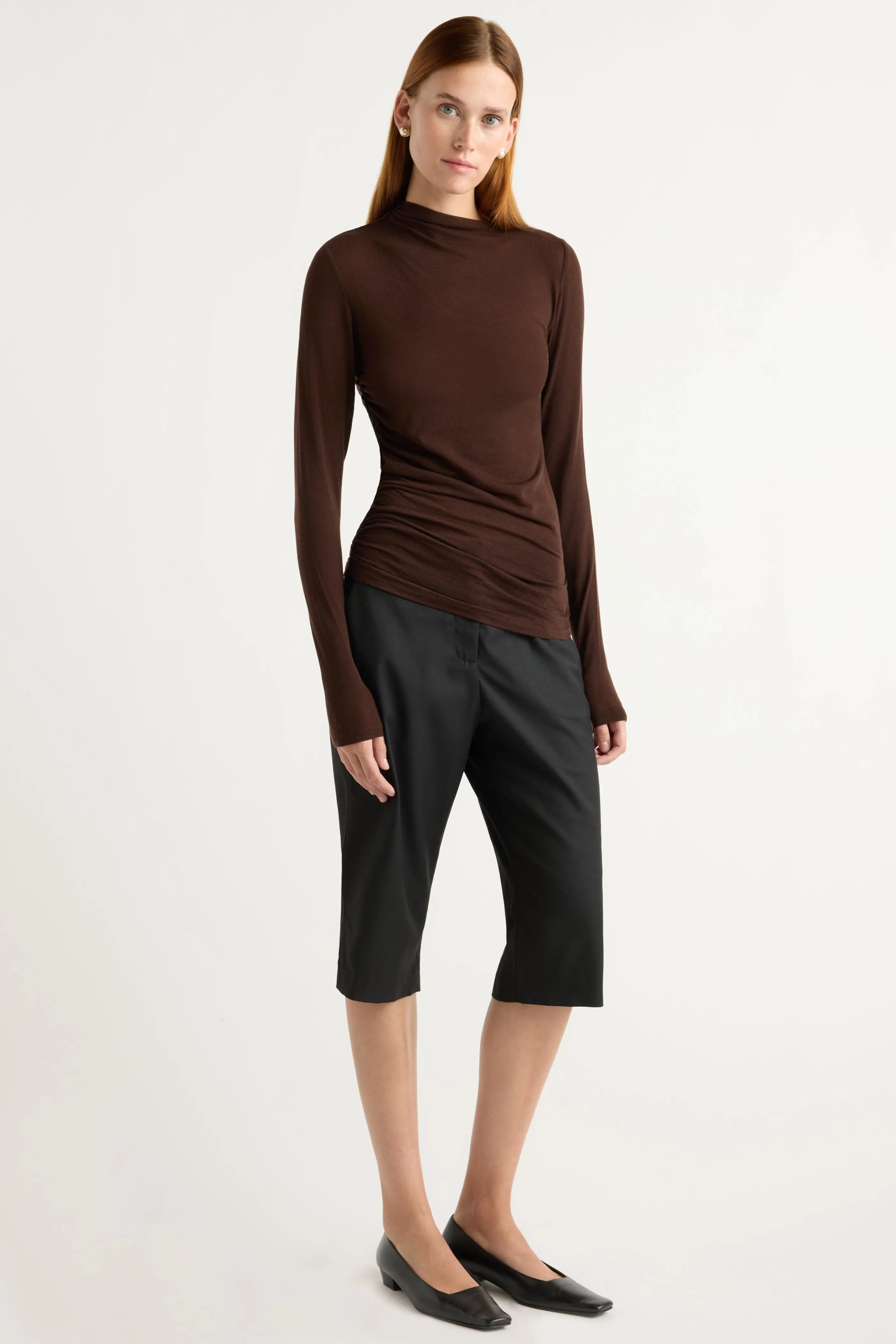 Vittoria Asymmetric-Neck Semi-Sheer Ruched Tee sold by Modern Citizen product image thumbnail 3