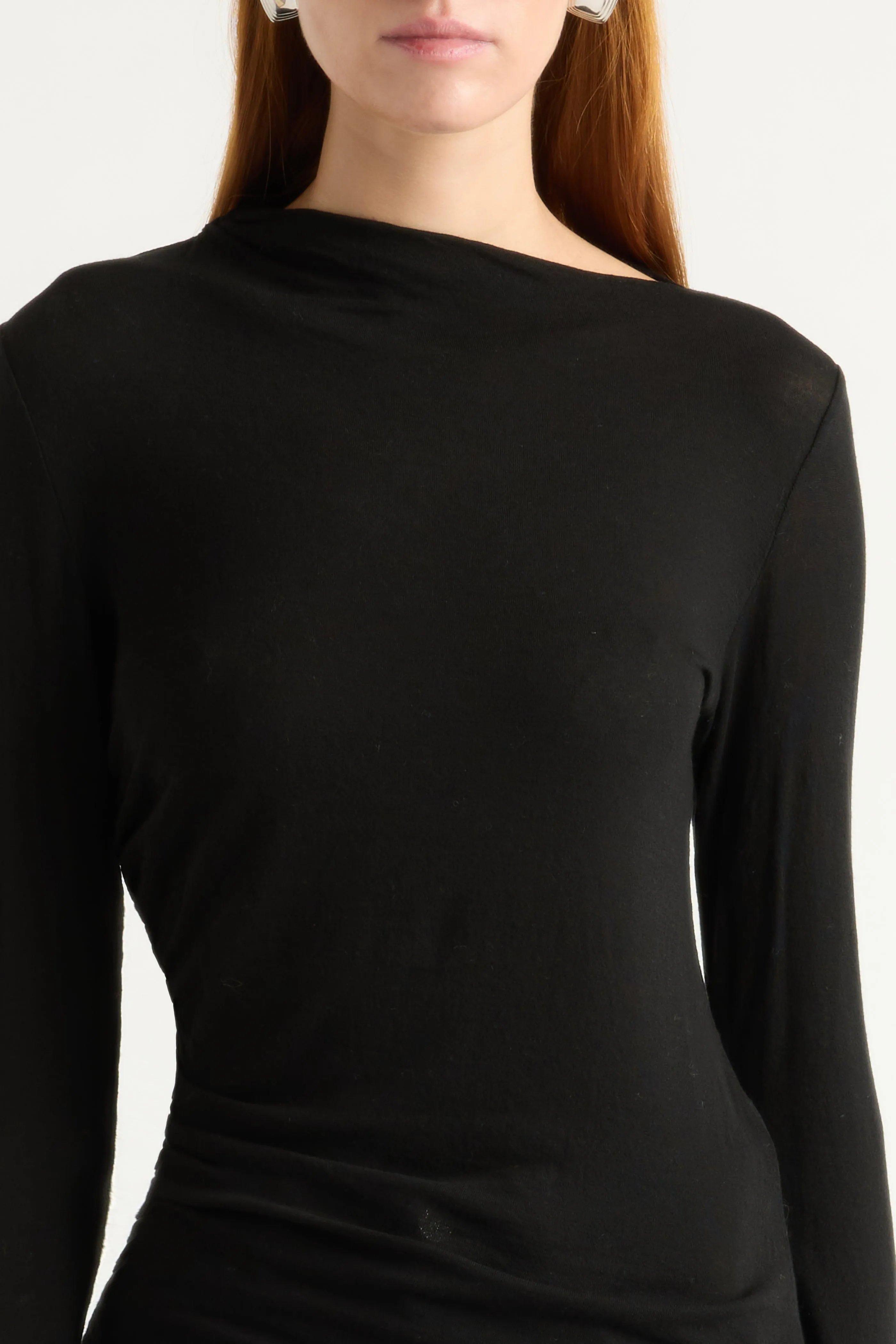 Vittoria Asymmetric-Neck Semi-Sheer Ruched Tee sold by Modern Citizen product image thumbnail 4