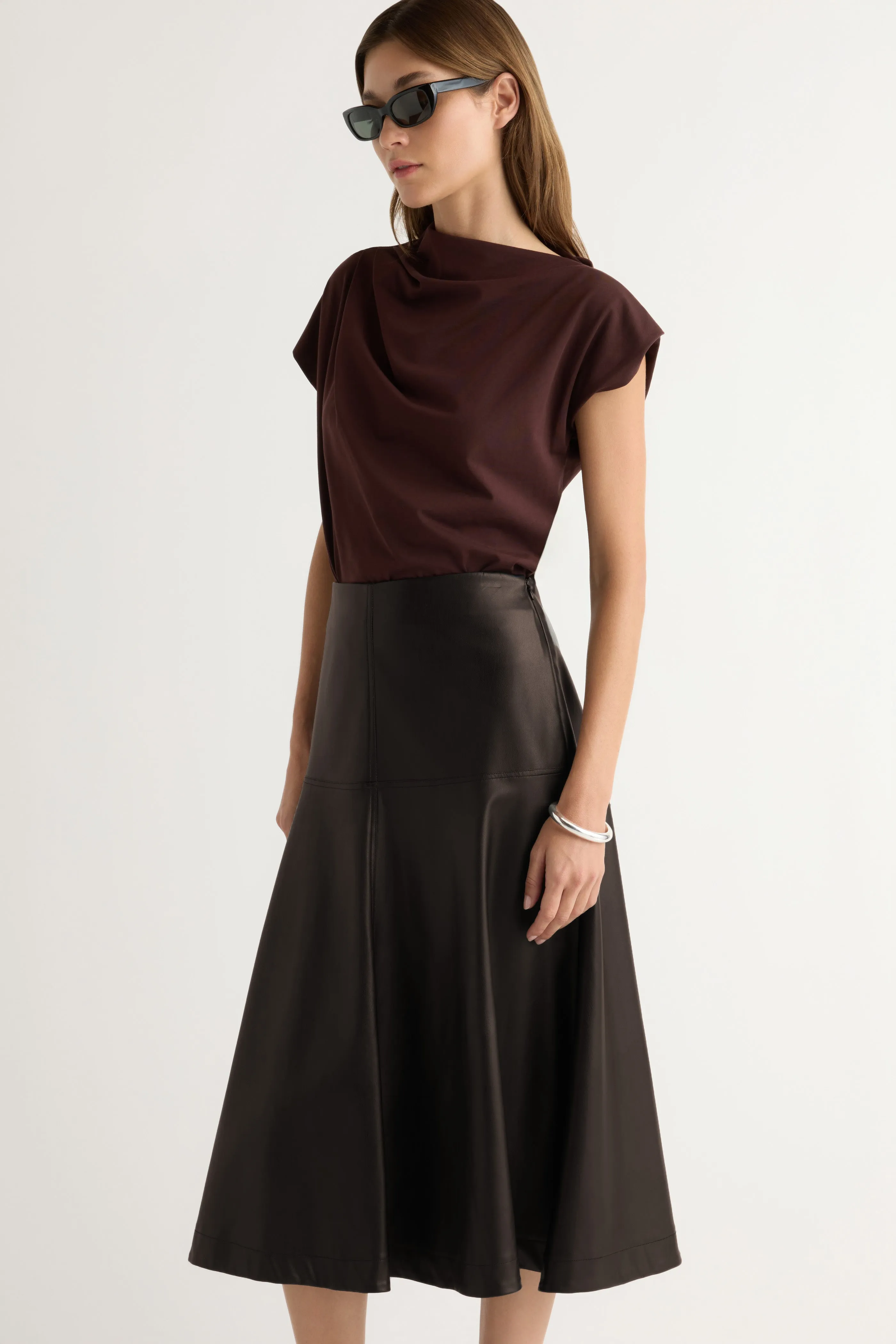 Harley A-Line Vegan Leather Skirt sold by Modern Citizen product image thumbnail 3