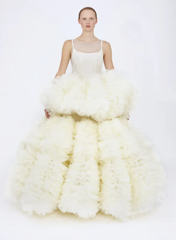 Augustine Dress Ivory made by MOLLY GODDARD